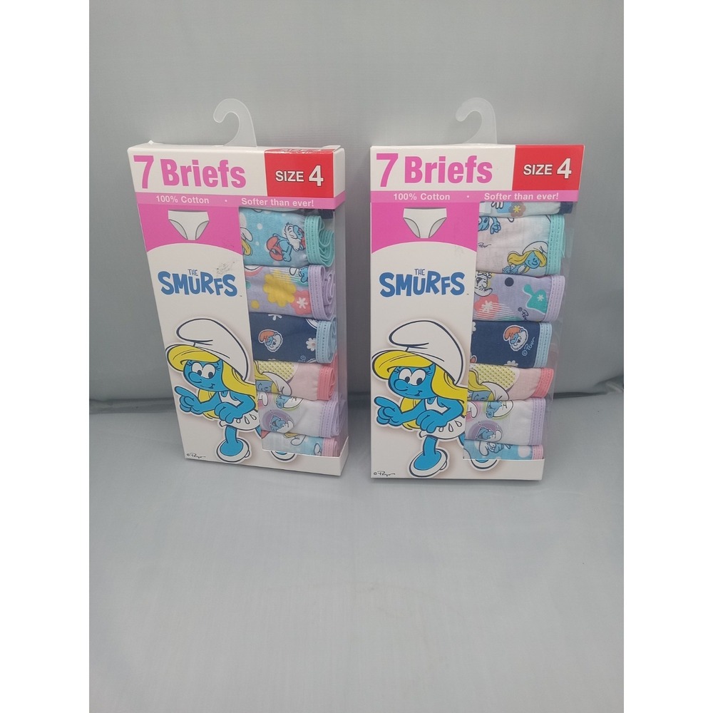 The Smurfs‎ Girls' Briefs  Size 4 / 2 Packs (14 Total)  100% Cotton New